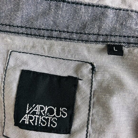 VARIOUS ARTISTS Men's Gray Button Up Shirt  Sz L - Picture 6 of 8